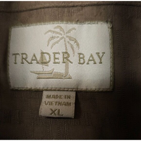 Trader Bay Mens XL Brown check Textured Short Sleeve Button Rayon Blend Shirt - Picture 10 of 11